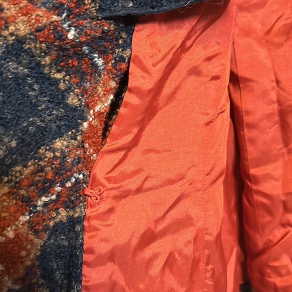 Anthropologie Tabitha Blue Waist Tie Tweed Ruffle Collar Plaid Wool Blazer Sze 0 - Picture 10 of 16